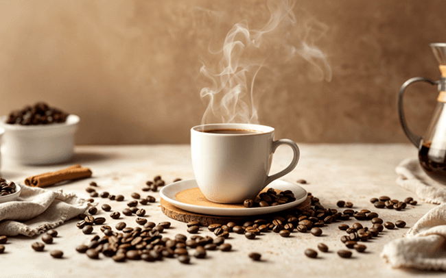 Coffee cup with beans
